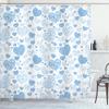 Ambesonne Love Shower Curtain, Pattern of Big and Small Hearts with Curls Classic Design Pleasure Fun Illustration, Cloth Fabric Bathroom Decor Set with Hooks, 69" W x 84" L Extra, Blue Cream view 1