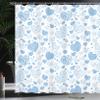 Ambesonne Love Shower Curtain, Pattern of Big and Small Hearts with Curls Classic Design Pleasure Fun Illustration, Cloth Fabric Bathroom Decor Set with Hooks, 69" W x 84" L Extra, Blue Cream view 3