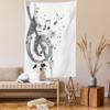 Ambesonne Music Tapestry, Notes with G-Clef Key and Instrument in a Monochrome Style of Creative Rhythmic Ornate Design Art, Wall Hanging for Bedroom Living Room Dorm Decor, 40" X 60", White Silver view 2