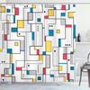 Ambesonne Abstract Shower Curtain, Pattern with Geometric Minimalistic Modern Contemporary Art Elements, Cloth Fabric Bathroom Decor Set with Hooks, 69" W x 75" L, Yellow White view 1