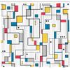 Ambesonne Abstract Shower Curtain, Pattern with Geometric Minimalistic Modern Contemporary Art Elements, Cloth Fabric Bathroom Decor Set with Hooks, 69" W x 75" L, Yellow White view 2