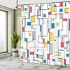 Ambesonne Abstract Shower Curtain, Pattern with Geometric Minimalistic Modern Contemporary Art Elements, Cloth Fabric Bathroom Decor Set with Hooks, 69" W x 75" L, Yellow White view 4