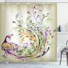 Ambesonne Abstract Shower Curtain, Peacock Bird Tail Feathers Plume Paisley Pattern Ornamental Design, Cloth Fabric Bathroom Decor Set with Hooks, 69" W x 75" L, Marigold Purple view 1