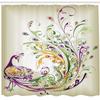 Ambesonne Abstract Shower Curtain, Peacock Bird Tail Feathers Plume Paisley Pattern Ornamental Design, Cloth Fabric Bathroom Decor Set with Hooks, 69" W x 75" L, Marigold Purple view 2