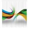 Ambesonne Abstract Shower Curtain, Abstract Rainbow Inspired Shapes Blurred Flooding Rays Stripes Color Bands Print, Cloth Fabric Bathroom Decor Set with Hooks, 69" W x 75" L, Mustard Green view 2