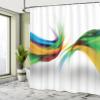 Ambesonne Abstract Shower Curtain, Abstract Rainbow Inspired Shapes Blurred Flooding Rays Stripes Color Bands Print, Cloth Fabric Bathroom Decor Set with Hooks, 69" W x 75" L, Mustard Green view 4