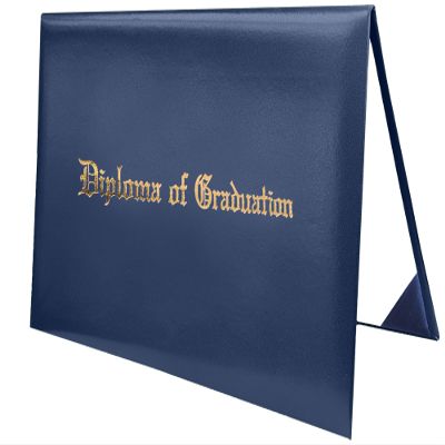 MyGradDay Imprinted Diploma Cover 8.5x11 Diploma Holder Graduation Certificate Cover Smooth Leather Letter Size Navy Blue