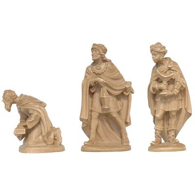 Holyart Wise Kings for nativities in patinated Valgardena Wood, 12 cm (4.73 inc.)