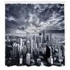 Ambesonne Scenery Print Shower Curtain, Seattle Cityscape Business Buildings Skylines Dark Clouds at Sunset Look Print, Cloth Fabric Bathroom Decor Set with Hooks, 69" W x 70" L, Grey view 2