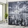 Ambesonne Scenery Print Shower Curtain, Seattle Cityscape Business Buildings Skylines Dark Clouds at Sunset Look Print, Cloth Fabric Bathroom Decor Set with Hooks, 69" W x 70" L, Grey view 4
