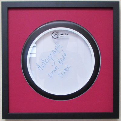 14" Drum Head Display Frame Set Black Frame Easy Mount (Red matting)