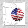 Ambesonne Sports Tapestry, USA American Flag Printed Soccer Ball in Net Goal Success Artwork, Wall Hanging for Bedroom Living Room Dorm Decor, 60" X 80", Navy Blue view 1