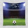 Ambesonne Sports Tapestry, Soccer Ball on Stadium Arena in The Night Fans Cheering Green Field, Wall Hanging for Bedroom Living Room Dorm Decor, 60" X 80", Navy Blue Green view 1