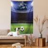 Ambesonne Sports Tapestry, Soccer Ball on Stadium Arena in The Night Fans Cheering Green Field, Wall Hanging for Bedroom Living Room Dorm Decor, 60" X 80", Navy Blue Green view 2