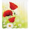 Ambesonne Flower Shower Curtain, Poppy and Daisy Flowers with Blurred Background Natural Spring Blossoms, Cloth Fabric Bathroom Decor Set with Hooks, 69" W x 75" L, Apple Green view 2