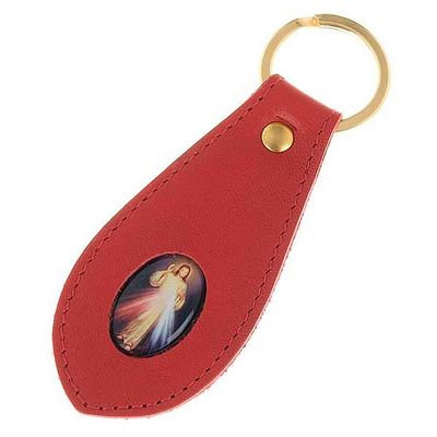 Holyart Divine Mercy Leather Key Ring, WhiteHeight: 8.5 cm|Width: 4 cmWhite