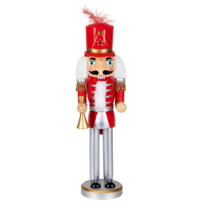 Northlight 14" Red and White Wooden Christmas Nutcracker with Horn