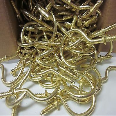 ~ 144 ~ CUP HOOKS BRASS COATED 2" X 1-1/8" X 2-9/16" HOOK HANGING SCREW PLANTS