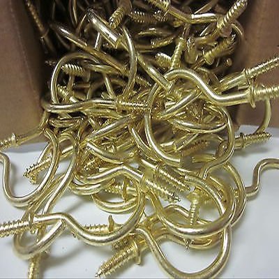 ~ 144 ~ CUP HOOKS BRASS COATED 2" X 1-1/8" X 2-9/16" HOOK HANGING SCREW PLANTS