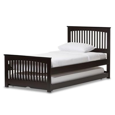 Baxton Studio Hevea Twin Platform Bed in Dark Brown