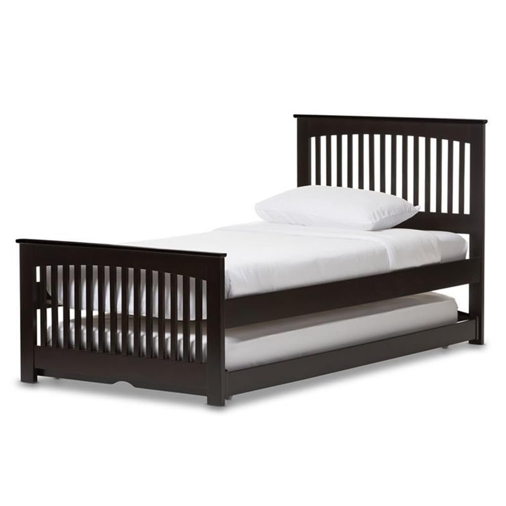 Baxton Studio Hevea Twin Platform Bed in Dark Brown