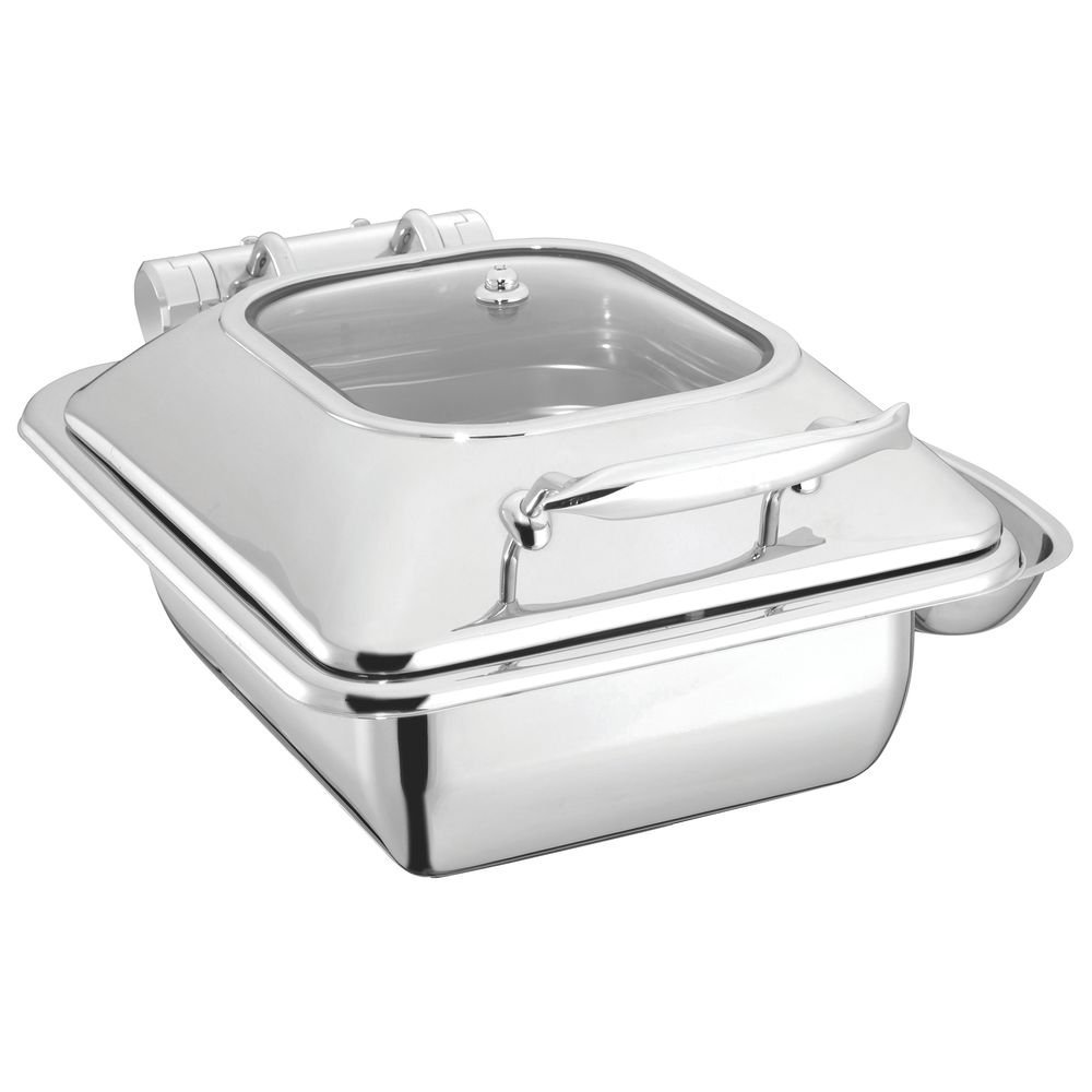 HUBERT Induction Chafer Half Size 4 1/4 Qt Contemporary Stainless Steel - 18"L x 12 3/5"W x 8 1/4"H