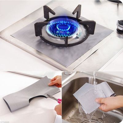 4PCS Reusable Silver Gas Range Protector Gas Hob Liner Stove Top Protectors