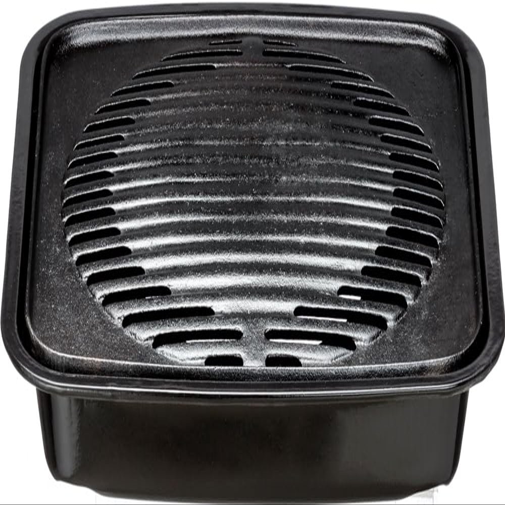 Ishigaki Iron Casting, Yakiniku Plate, Black, Width 11.4 x Depth 10.6 x Height 2.2 inches (29 x 27 x 5.7 cm), Delicious Special Service, Grill, Extra Oil, Saucer, Drop, Healthy