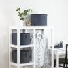 Bigso Box of Sweden Set of 2 Storage Boxes - Round Storage Box with Leather Straps - Large and Small Hat Box Duo Made of Fibreboard and Paper in Linen Look - Blue view 4