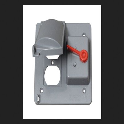 Sigma Electric Square Plastic 2 Gang Combo Box Cover for 1 Toggle Switch, Wet Locations