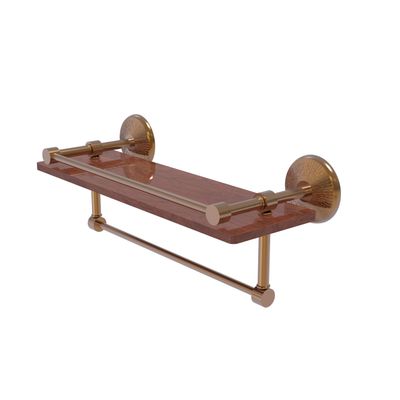Allied Brass MC-1-16TB-GAL-IRW Monte Carlo Collection 16 Inch IPE Ironwood Gallery Rail and Towel Bar Wood Shelf, Brushed Bronze