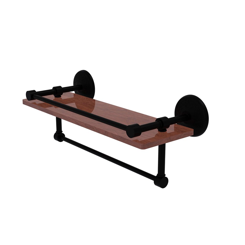 Allied Brass MC-1-16TB-GAL-IRW Monte Carlo Collection 16 Inch IPE Ironwood Gallery Rail and Towel Bar Wood Shelf, Matte Black