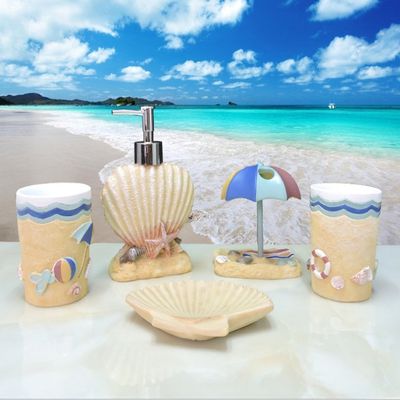 AMSS 5pcs Bathroom Accessories Set Modern Lady Design Resin Finish