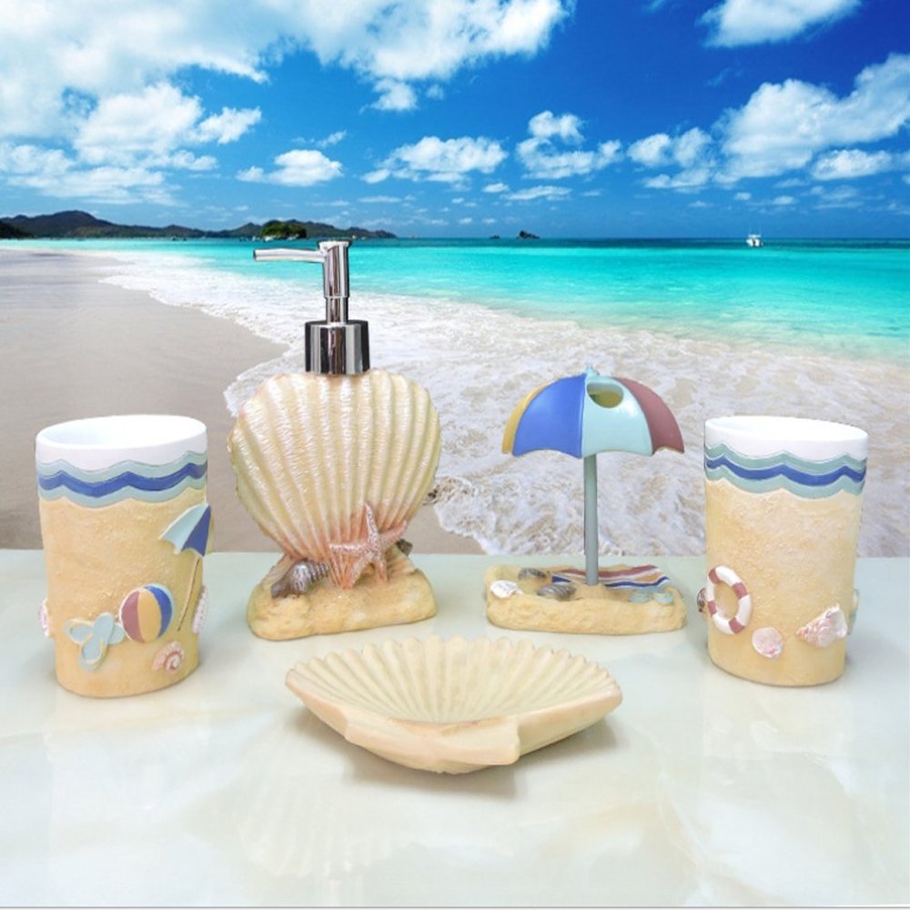 AMSS 5pcs Bathroom Accessories Set Modern Lady Design Resin Finish