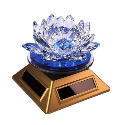 Feng Shui Crystal Lotus Flower Solar Energy Decoration (Blue)