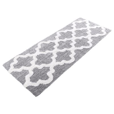 Bathroom Rug - 24 x 60 Inch Long Non Slip Bath Mat with Trellis Pattern - Extra Soft Absorbent Cotton Bath Mat - Machine Washable Bathroom Rugs Runner for Shower, Tub or Vanity by Lavish Home (Silver)