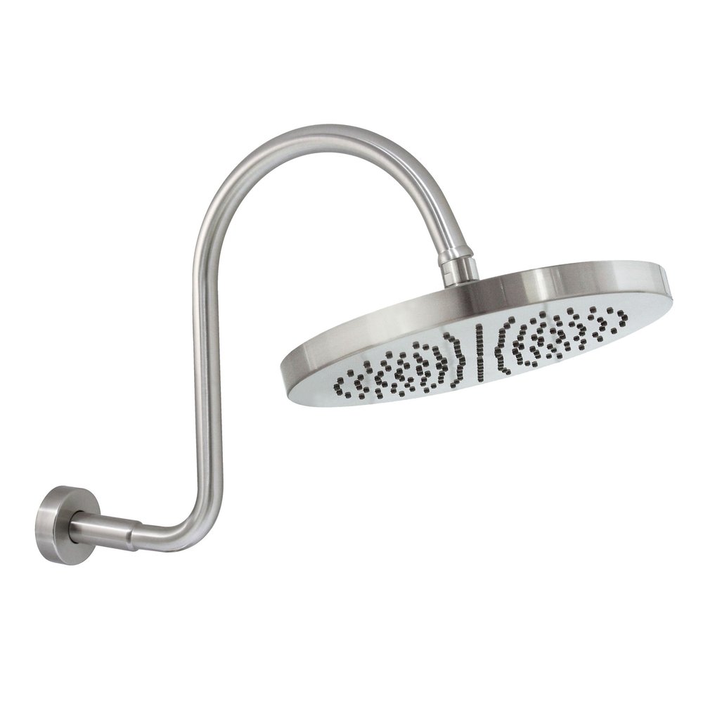 MODONA 10 Rain Shower Head and S Long Shower Arm with Flange  Satin Nickel - 5 Year Warrantee