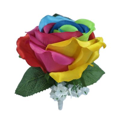 Lily Garden Silk Rainbow Rose Flowers Bouquet Boutuniere (Boutonniere)