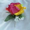 Lily Garden Silk Rainbow Rose Flowers Bouquet Boutuniere (Boutonniere) view 3