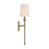 Savoy House 9-302-1-322 Monroe Bohemian Vintage Soft White Fabric Wall Sconce, 1-Light 60 Watt, 20" H x 5" W, Warm Brass view 4