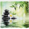 Ambesonne Spa Themed Shower Curtain, Garden Frangipani Flowers Japanese Themed Travel Concept Print, Cloth Fabric Bathroom Decor Set with Hooks, 69" W x 84" L, Charcoal Grey and Pale Green view 2