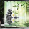 Ambesonne Spa Themed Shower Curtain, Garden Frangipani Flowers Japanese Themed Travel Concept Print, Cloth Fabric Bathroom Decor Set with Hooks, 69" W x 84" L, Charcoal Grey and Pale Green view 3
