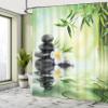 Ambesonne Spa Themed Shower Curtain, Garden Frangipani Flowers Japanese Themed Travel Concept Print, Cloth Fabric Bathroom Decor Set with Hooks, 69" W x 84" L, Charcoal Grey and Pale Green view 4