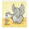 Ambesonne Animal Shower Curtain, Funny Bathing Mouse Trunk in The Desert Cartoon Animal Print, Cloth Fabric Bathroom Decor Set with Hooks, 69" W x 84" L, Grey Yellow Cream view 2