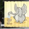 Ambesonne Animal Shower Curtain, Funny Bathing Mouse Trunk in The Desert Cartoon Animal Print, Cloth Fabric Bathroom Decor Set with Hooks, 69" W x 84" L, Grey Yellow Cream view 3