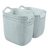 Curver Knit Effect Kitchen, Living Room, Bathroom, Bedroom, Utility Large Rectangular Storage Basket 19 litres - Misty Blue view 4