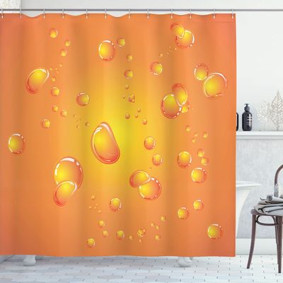 Ambesonne Orange Shower Curtain, Abstract Tangerine Colored Bubbles on Closeup Background Fresh Summer Design Graphic Pattern, Cloth Fabric Bathroom Decor Set with Hooks, 69" W x 75" L, Burnt Orange