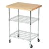 Omega 3 Tier Kitchen Island Cart with 26" Deep x 34" Wide Maple Butcher Block Top view 1