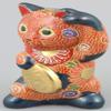 (Aito) Kutani Ware A-0068 Oval Maneki Neko Navy Blue No. 3 view 2