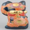 (Aito) Kutani Ware A-0068 Oval Maneki Neko Navy Blue No. 3 view 4